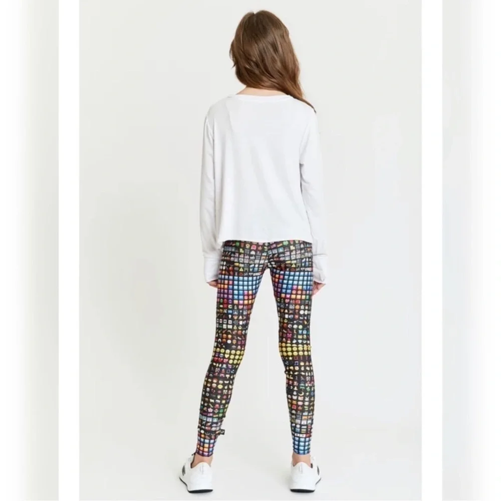 NWT Terez Emoji Print Leggings | Girls’ Medium | Soft Stretchy Athleisure